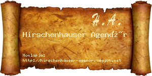 Hirschenhauser Agenór névjegykártya